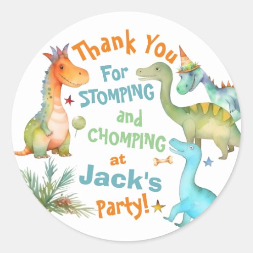 Personalized STOMP CHOMP Dinosaur Stickers