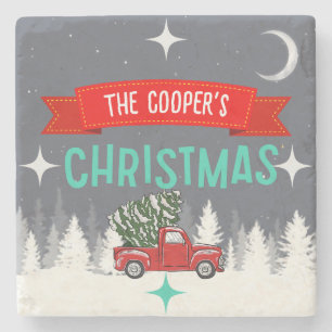 Personalized Stone Christmas Tree Coaster