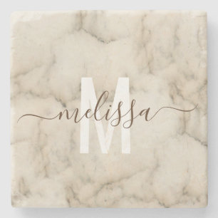 Personalized Stone Monogram Marble Handwritten Stone Coaster