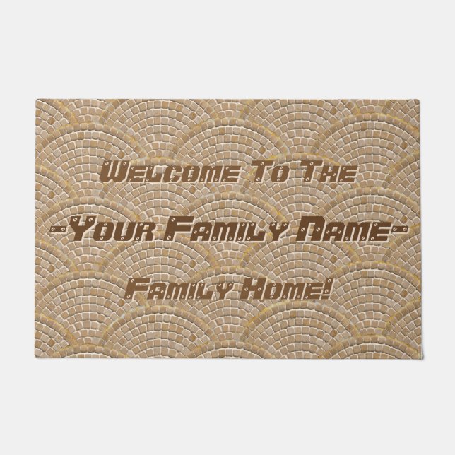 Personalized Stone Mosaic Clamshell Pattern Doormat (Front)