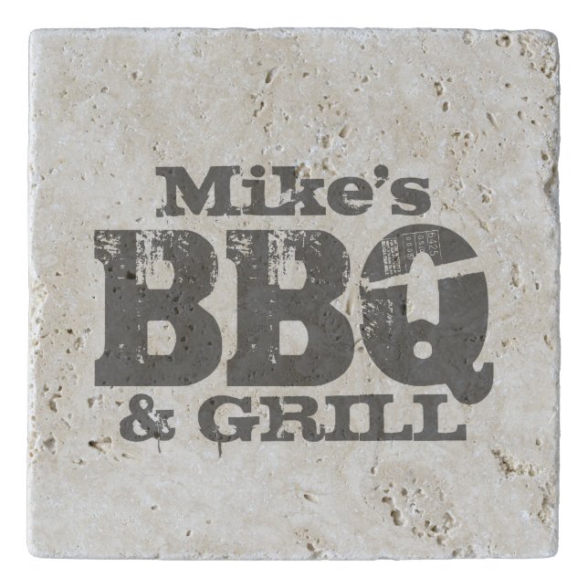 Personalized stone trivet for grill and BBQ party (Front)