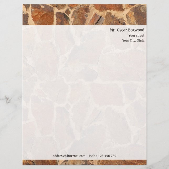 Personalized Stone Wall with Return Address Letterhead (Front)