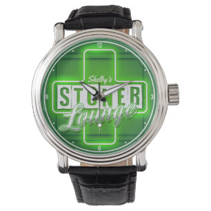 Personalized Stoner Lounge NAME Faux Neon Bar Watch