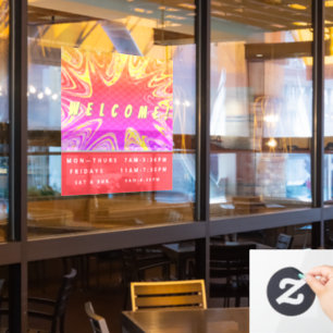 Personalized  Store Hours Welcome Window Cling