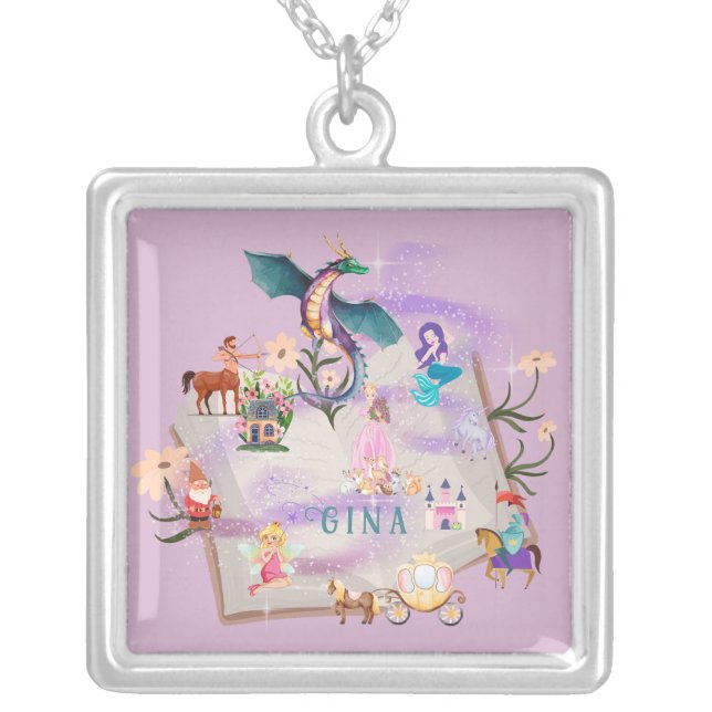 Personalized Story Book Silver Plated Necklace (Front)