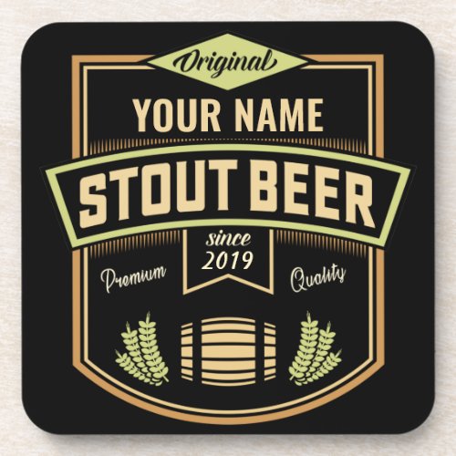 Personalized Stout Dark Beer Brewing Label Bar  Beverage Coaster