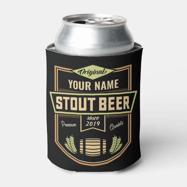 Personalized Stout Dark Beer Brewing Label Bar   Can Cooler (Can Front)