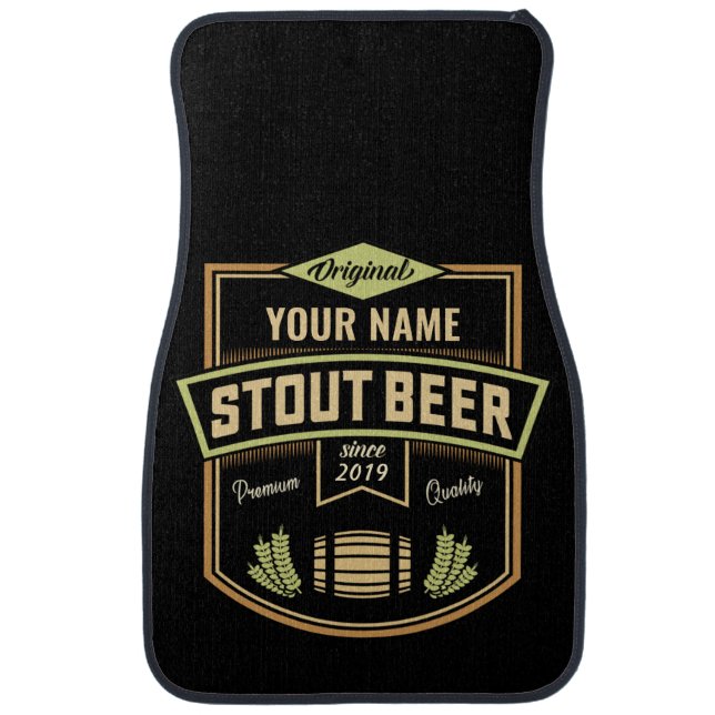 Personalized Stout Dark Beer Brewing Label Bar  Car Floor Mat (Front)
