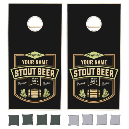 Personalized Stout Dark Beer Brewing Label Bar  Cornhole Set