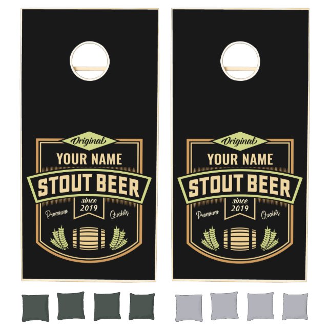 Personalized Stout Dark Beer Brewing Label Bar  Cornhole Set (Set)
