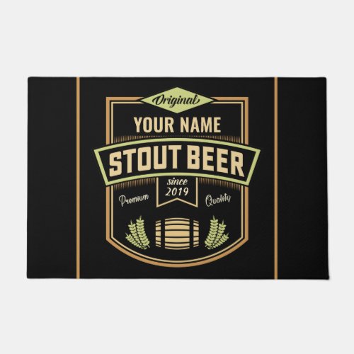 Personalized Stout Dark Beer Brewing Label Bar   Doormat