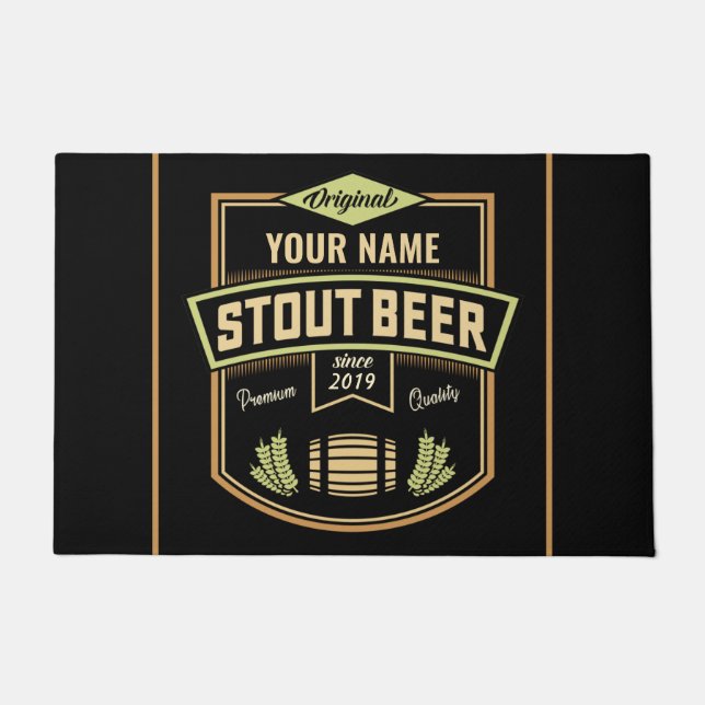 Personalized Stout Dark Beer Brewing Label Bar   Doormat (Front)
