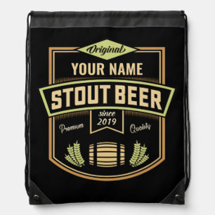 Personalized Stout Dark Beer Brewing Label Bar   Drawstring Bag