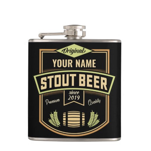 Personalized Stout Dark Beer Brewing Label Bar   Flask