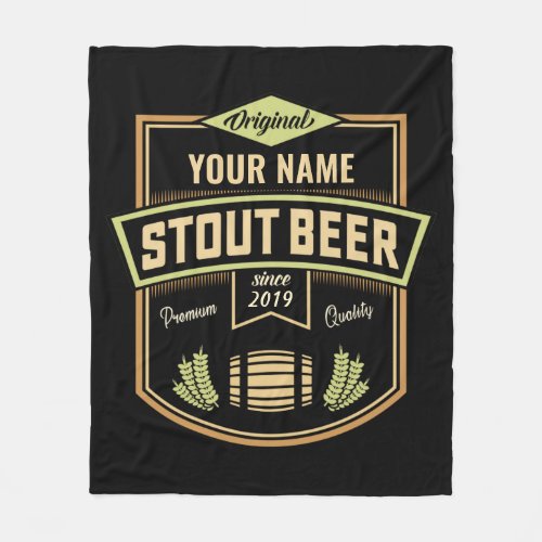 Personalized Stout Dark Beer Brewing Label Bar   Fleece Blanket