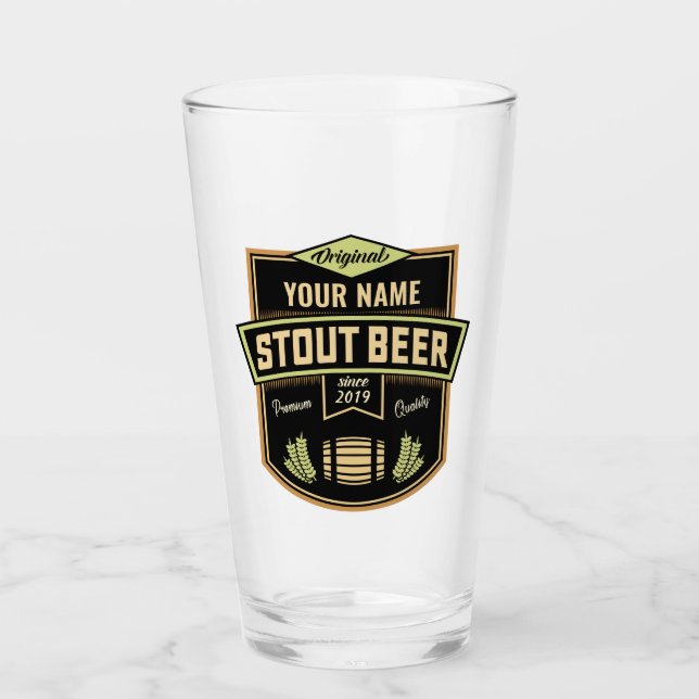 Personalized Stout Dark Beer Brewing Label Bar   Glass (Front)