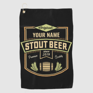 Personalized Stout Dark Beer Brewing Label Bar Golf Towel