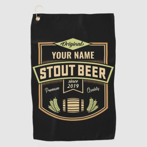 Personalized Stout Dark Beer Brewing Label Bar  Golf Towel