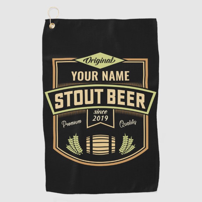 Personalized Stout Dark Beer Brewing Label Bar  Golf Towel (Front)