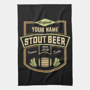 Personalized Stout Dark Beer Brewing Label Bar  Kitchen Towel