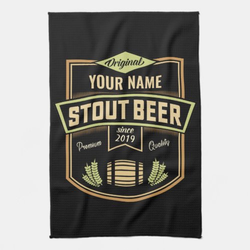 Personalized Stout Dark Beer Brewing Label Bar  Kitchen Towel