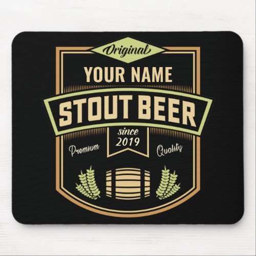 Personalized Stout Dark Beer Brewing Label Bar  Mouse Pad