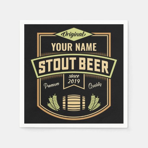 Personalized Stout Dark Beer Brewing Label Bar   Napkins