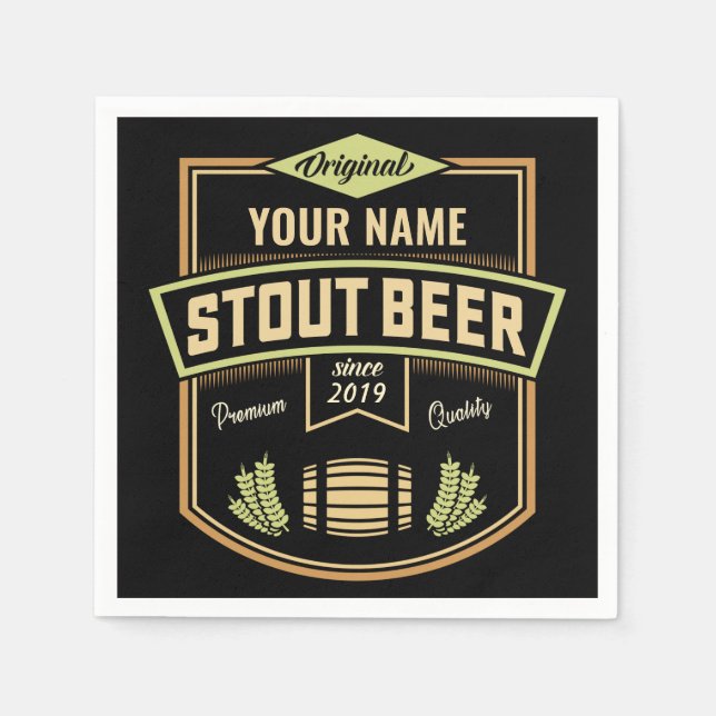 Personalized Stout Dark Beer Brewing Label Bar   Napkins (Front)