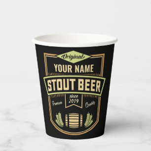 Personalized Stout Dark Beer Brewing Label Bar Paper Cups