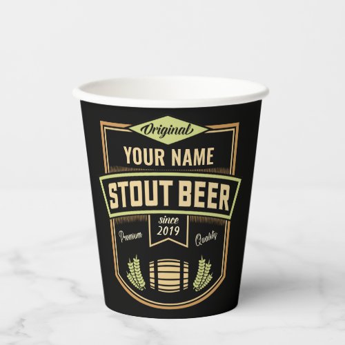 Personalized Stout Dark Beer Brewing Label Bar Paper Cups