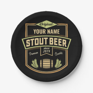 Personalized Stout Dark Beer Brewing Label Bar Paper Plates