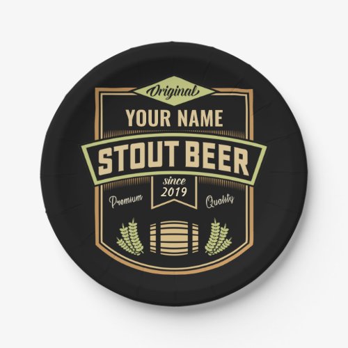 Personalized Stout Dark Beer Brewing Label Bar  Paper Plates