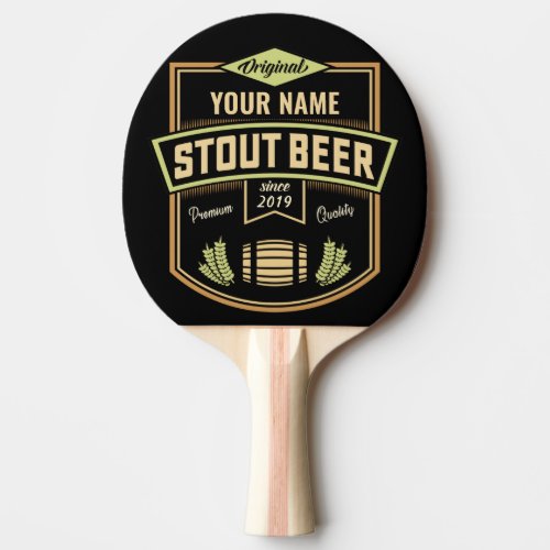 Personalized Stout Dark Beer Brewing Label Bar   Ping Pong Paddle