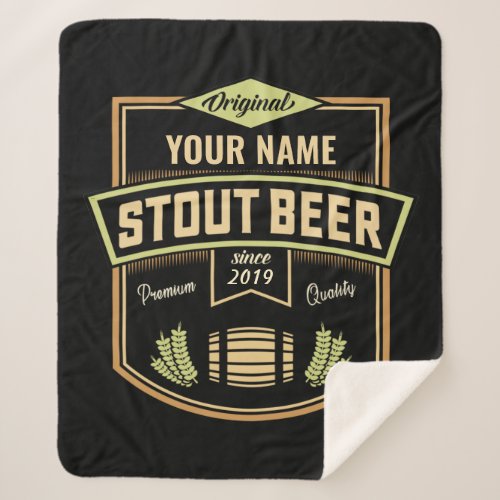 Personalized Stout Dark Beer Brewing Label Bar Sherpa Blanket