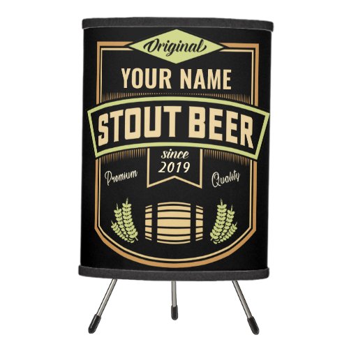 Personalized Stout Dark Beer Brewing Label Bar Tripod Lamp