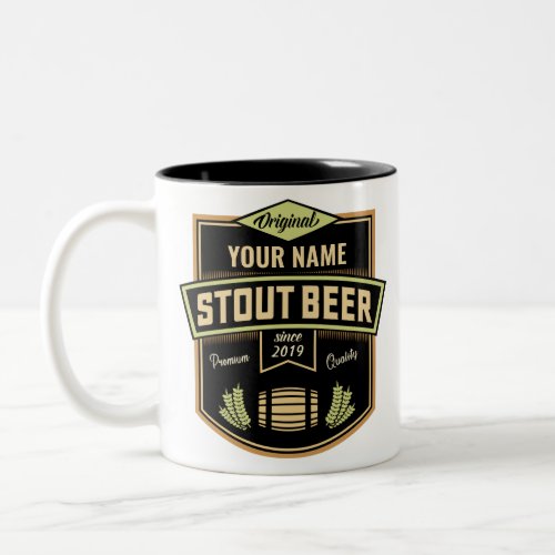 Personalized Stout Dark Beer Brewing Label Bar  Two_Tone Coffee Mug