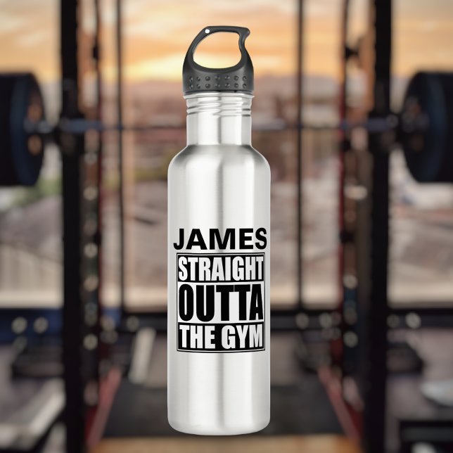 Personalized Straight Outta The Gym Stainless Steel Water Bottle (Creator Uploaded)