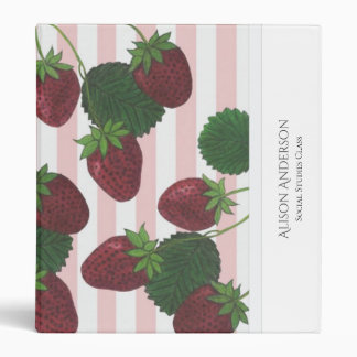 Personalized Strawberry 3 Ring Binder