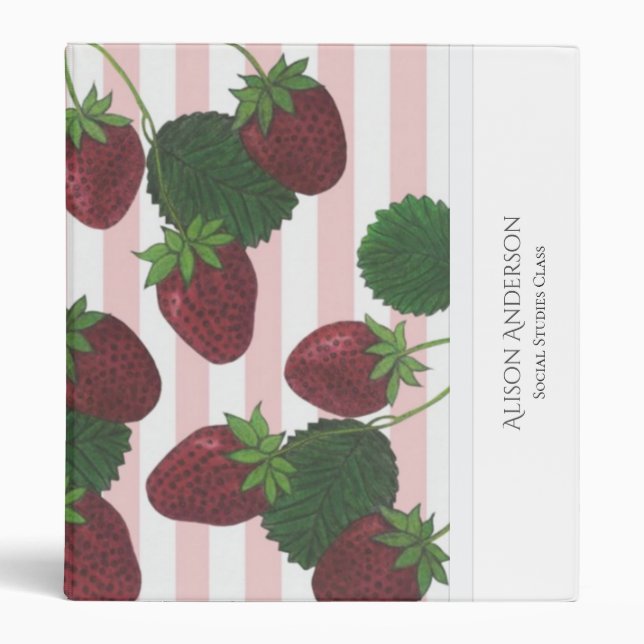 Personalized Strawberry 3 Ring Binder (Front)