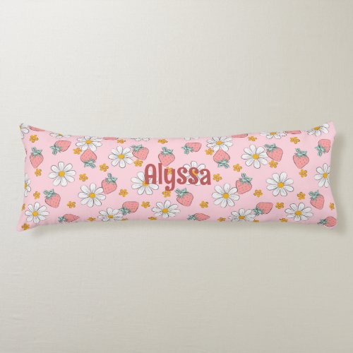 Personalized Strawberry and Daisy Patterned comfy Body Pillow