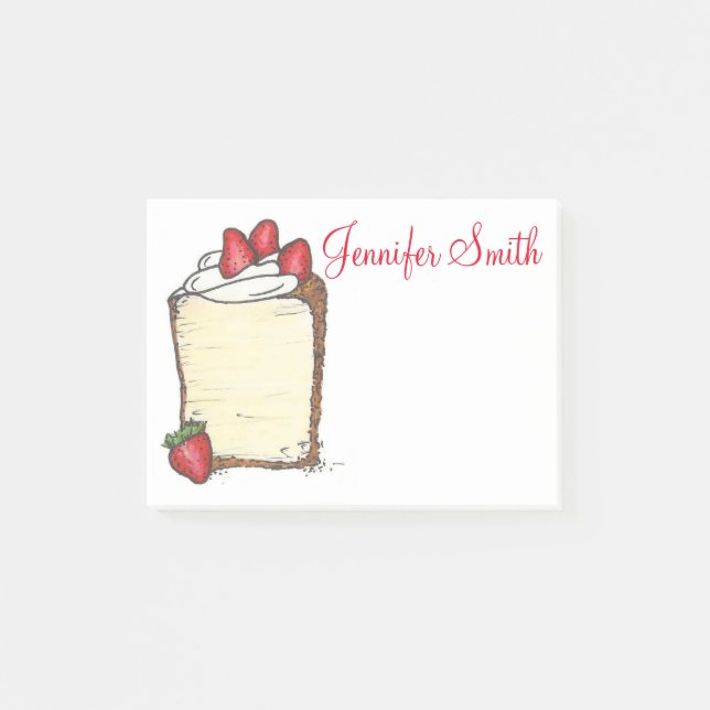 Personalized Strawberry Angel Food Cake Post Its Post-it Notes (Front)
