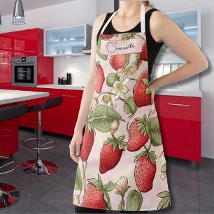 Personalized Strawberry Apron Vintage Fruit Design