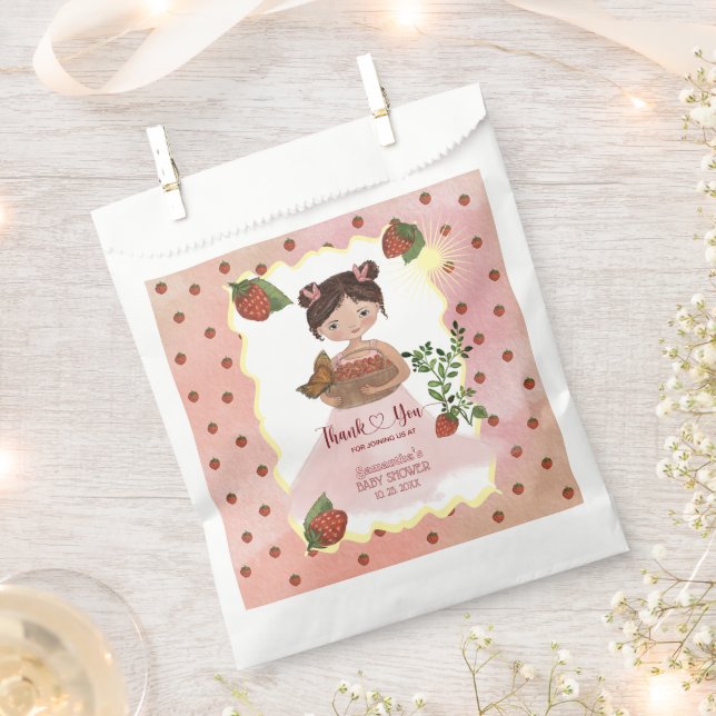 Personalized Strawberry Baby Shower Goodie Bag (Clipped)