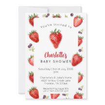 Personalized Strawberry Baby Shower Invitation