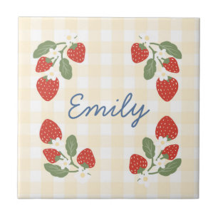 Personalized Strawberry Berry Sweet Party Picnic Ceramic Tile