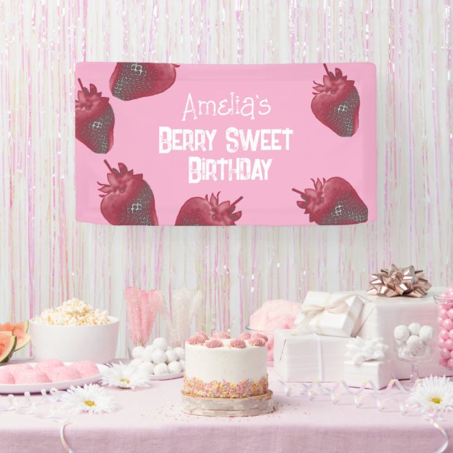 Personalized Strawberry Birthday Banner (Party)
