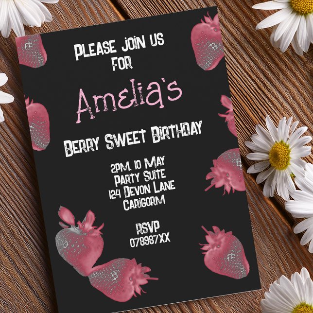 Personalized Strawberry Birthday Invitation (Creator Uploaded)