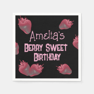 Personalized Strawberry Birthday Napkins