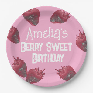Personalized Strawberry Birthday Paper Plates