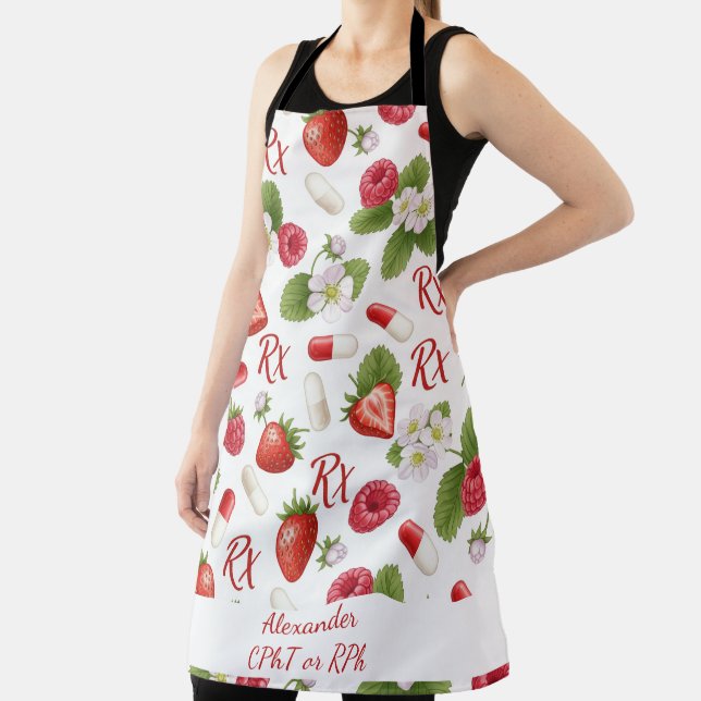 Personalized Strawberry & Capsule Pharmacy  Apron (Insitu)